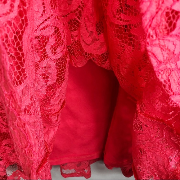 Torrid Sleeveless Lace Fit Flare Mini Dress | Coral Pink | Size 22 / 3X - Picture 8 of 13